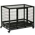 PawHut Indoor Outdoor Cage Playpen for Dogs Puppies with Wheels 92×62×75cm - Borgè
