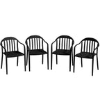 Set of 4 Stackable Garden Chairs in PP with High Backrest and Armrests, 57x54x78 cm, Black