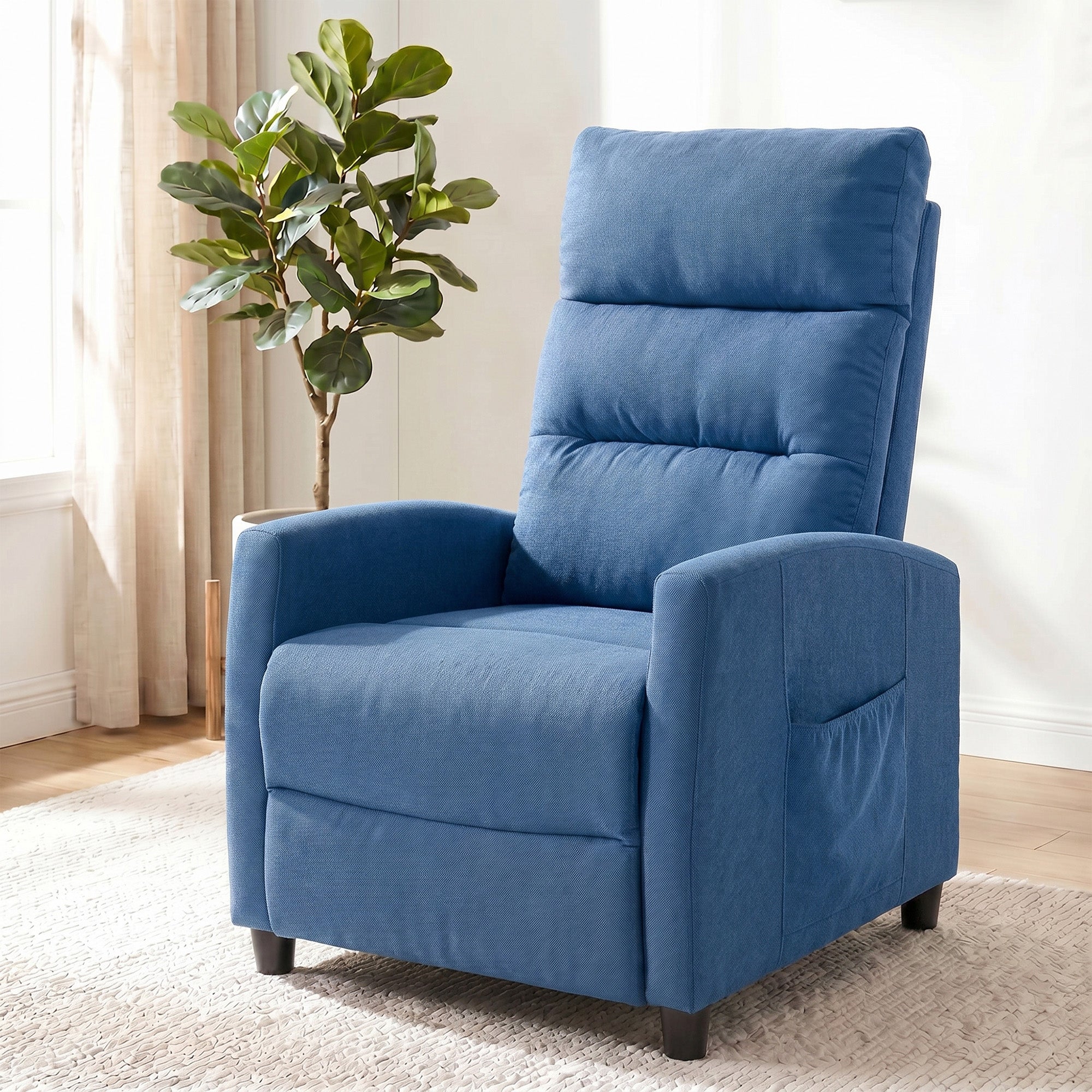 HOMCOM 160° Reclining Massage Chair with Footrest and Remote Control, 66x91x108 cm, Dark Blue Chenille