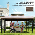 Garden Gazebo Cover Replacement Roof Anti-UV Waterproof Polyester 3x4m, Brown