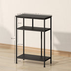 3-Tier Console Table with Metal and Wood Frame, 55x30x81 cm, Black