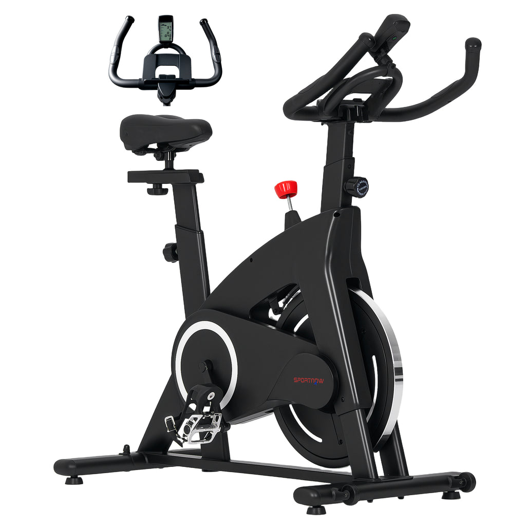 Magnetic Exercise Bike with 10kg Flywheel, Adjustable Seat and Handlebars, LCD Monitor, Tablet Holder, Black