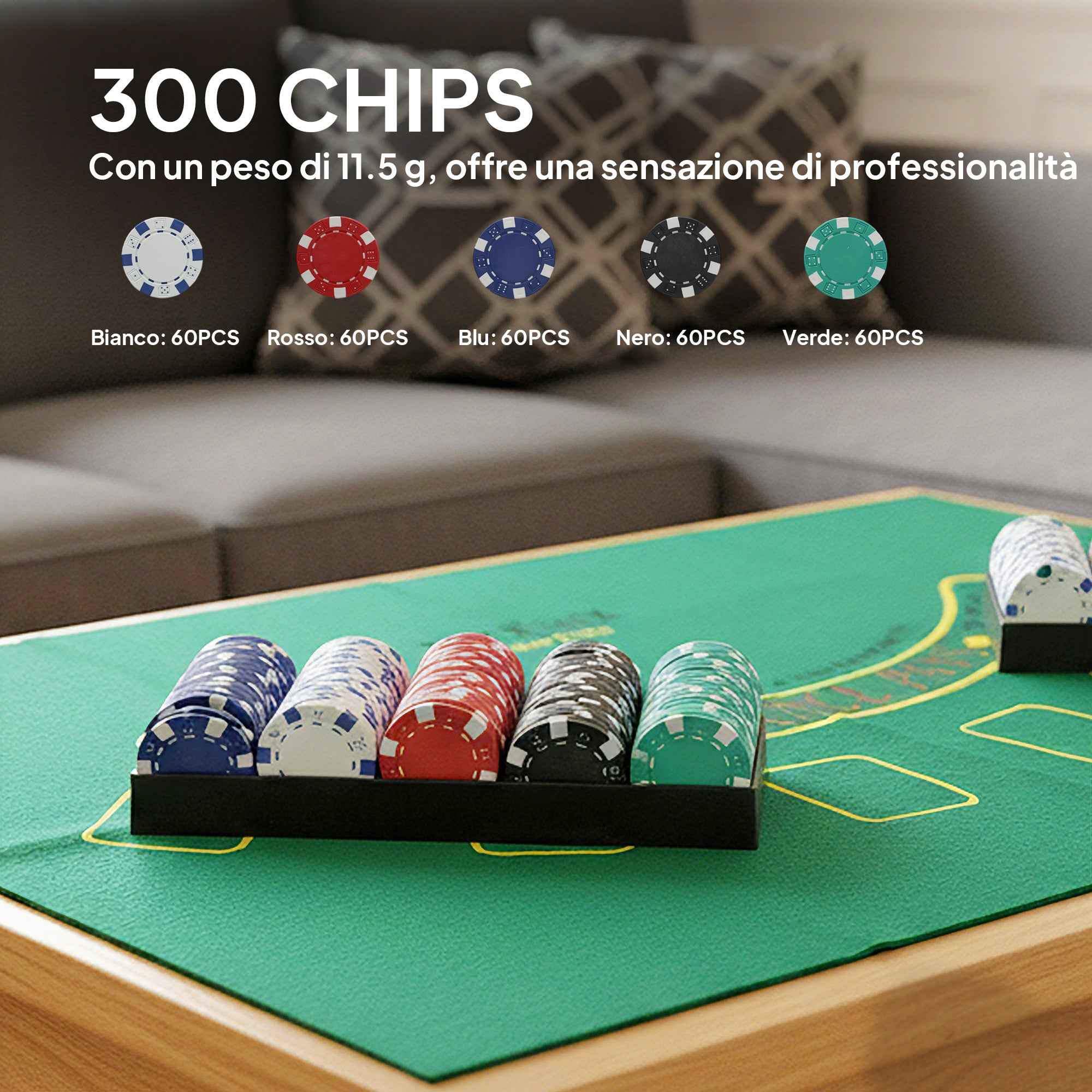 SPORTNOW Poker Set with 300 Chips, Card Shuffler and Dealer, Mat, 5 Dice, Dealer Button and Case
