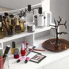 Dressing Table with Mirror and 10 Adjustable LED Lights, 2 Drawers and 3 Compartments, 80x40x135 cm, White