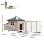 Prefabricated Wooden Garden Chicken Coop 196x76x97cm, Wood Color
