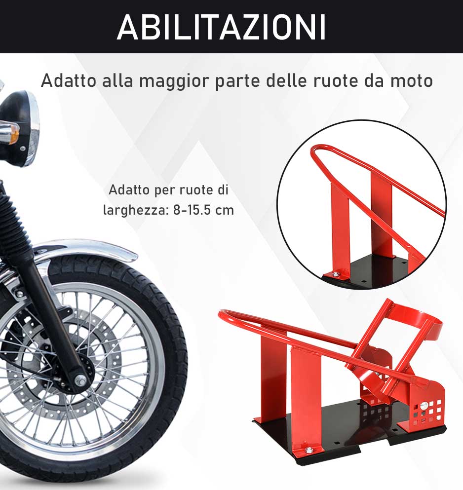 HOMCOM Metal Front Motorcycle Lift Stand for up to 450kg with Pre-Drilled Sections, 27.5x51-69x34 cm
