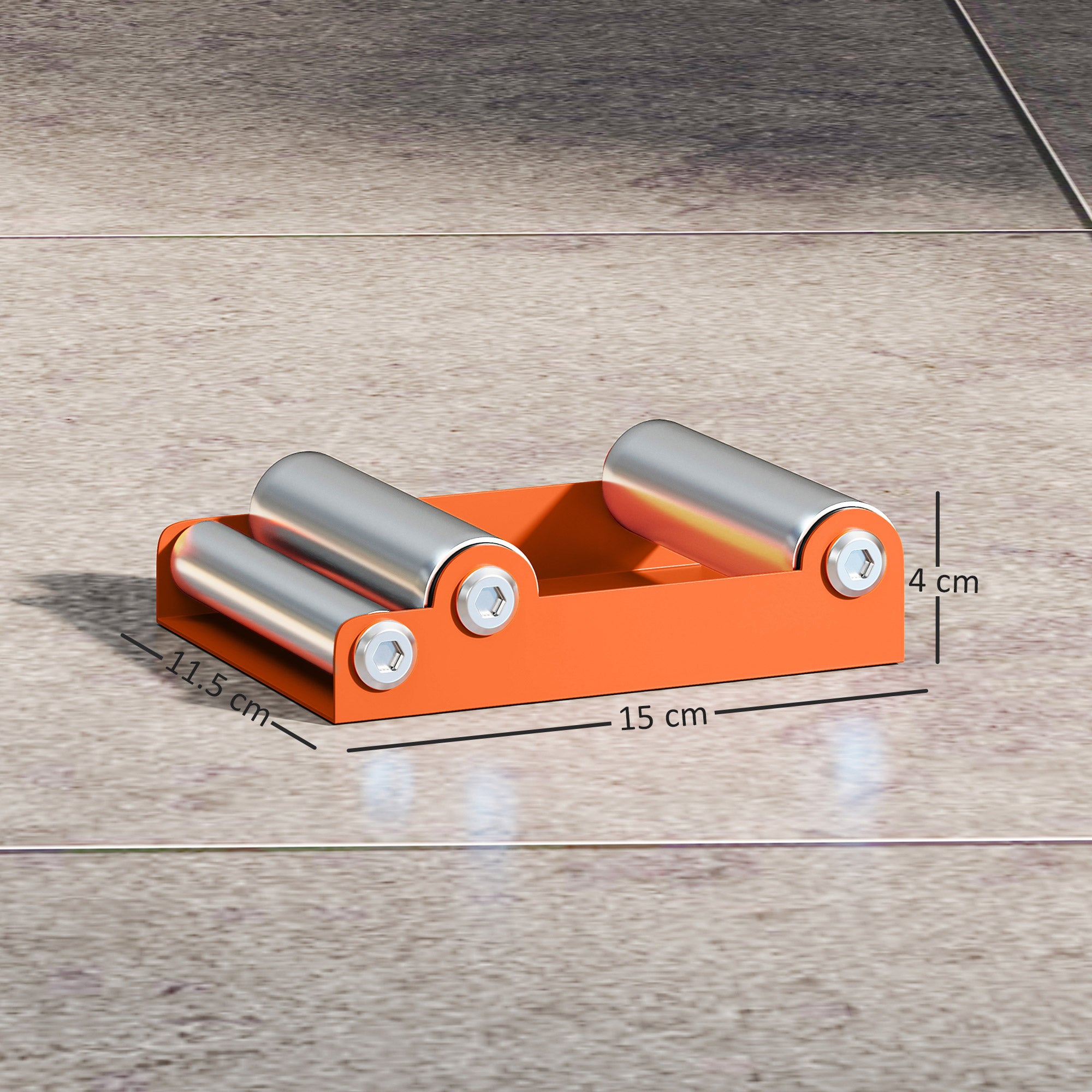 Motorcycle Stand with Non-Slip Support and 3 Rollers, Steel and Aluminum, 15x11.5x4 cm, Orange