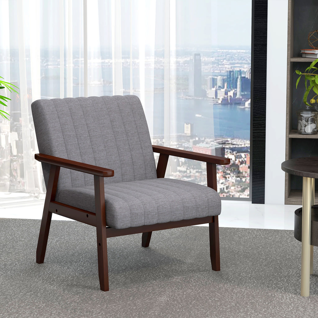 Homcom Modern Chamber Armchair Padded in fabric and wood with tubular seams, gray - Borgè