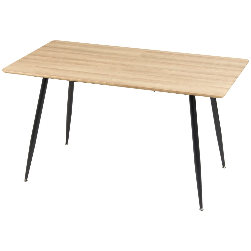 4-Seater Kitchen Table in MDF and Steel, 140x80x76cm, Wood and Black Color