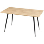 4-Seater Kitchen Table in MDF and Steel, 140x80x76cm, Wood and Black Color