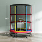 HOMCOM Trampoline for Children 3-6 Years with Safety Net, Without Springs, Ø160x190 cm, Multicolored