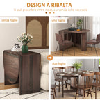 HOMCOM Folding Table with 2 Oval Flaps, Space-Saving Wooden Console, Brown - Borgè
