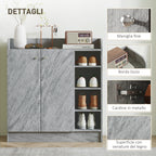 Modern Wooden Shoe Rack with 4 Open Shelves and 12-Pair Storage, 83x30x90 cm, Cement Grey