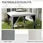 Outsunny 3x3 m Garden Gazebo with Mosquito Net, Double Roof and 8 Holes, in Steel and Polyester, Grey