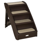 4-Step Folding Dog Ladder, Non-Slip PP, Brown