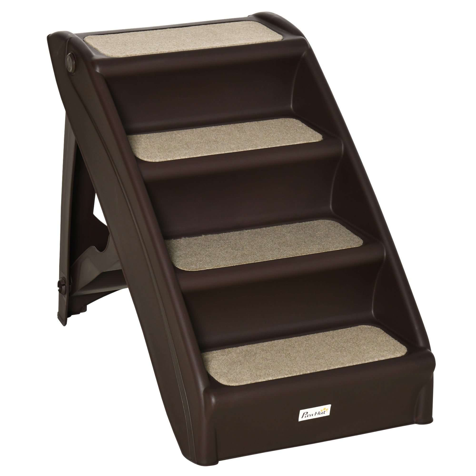 4-Step Folding Dog Ladder, Non-Slip PP, Brown