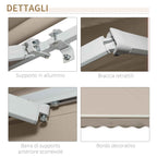 Outsunny 4x2.5m Hand-Cranked Roller Awning with Waterproof Cover, Metal and Aluminum, Beige