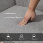 Upholstered Rocking Chair in Wood and Steel with Bouclé Upholstery, 71x98x101 cm, Grey