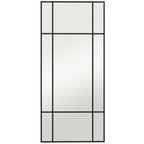 Window Style Wall Mirror with Vertical and Horizontal Mounting, 110x50cm, Black