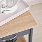 Kitchen Trolley Food Cart with Drawer, 2 Shelves and Pull-Out Tray, 37x37x76cm, Grey