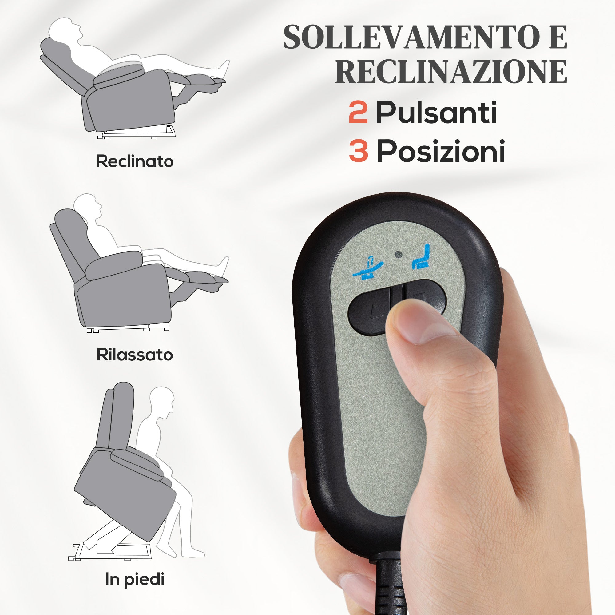 Electric Reclining Relaxing Lift Armchair with Remote Control and Fabric Footrest, Light Gray