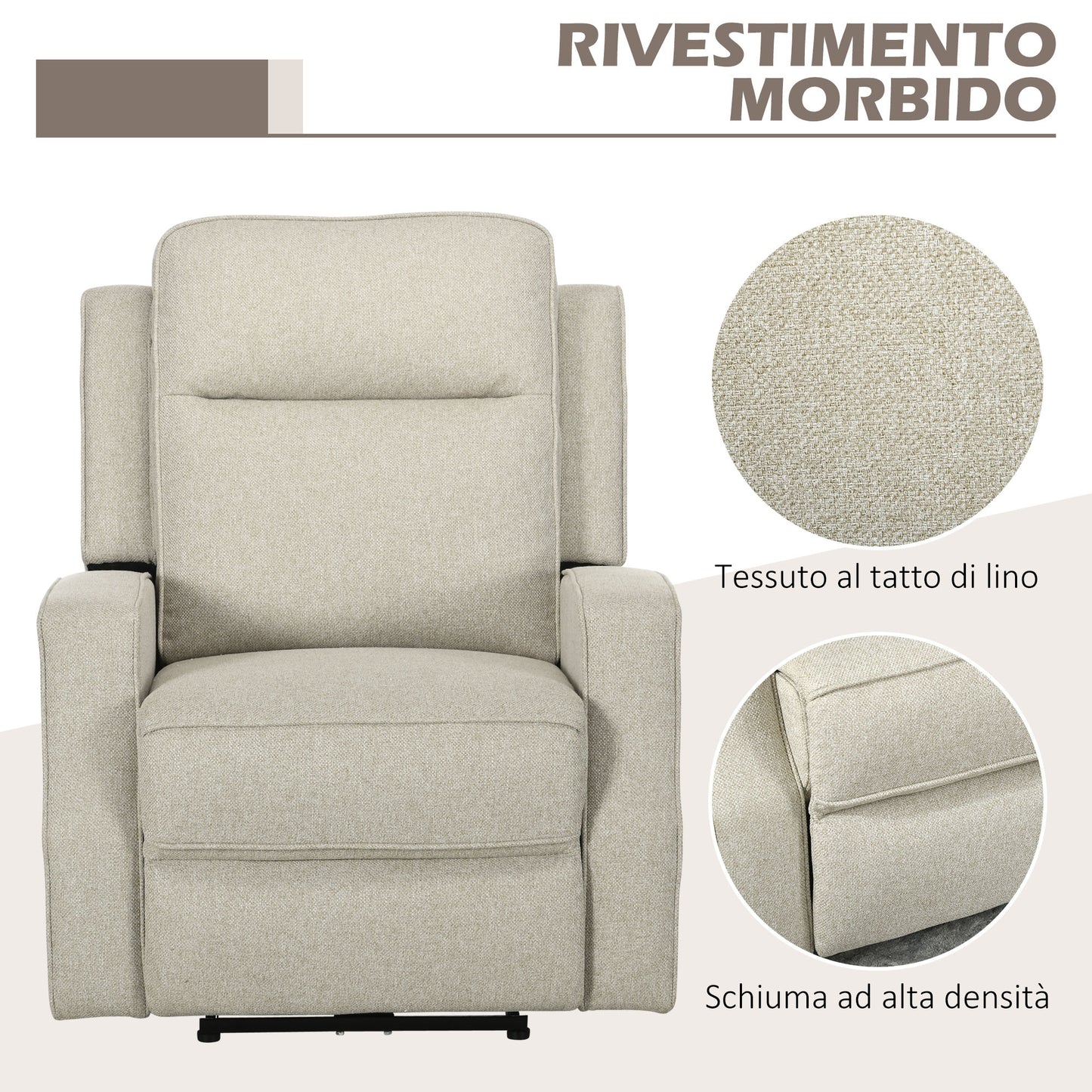 Electric Relax Chair, 150° Modern Reclining Chair with USB for Living Room Bedroom, Beige, 84x92x104cm