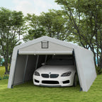 Outsunny cars for cars and parties with 2 side windows, in galvanized steel and PE, 618x265/330x240 cm, light gray - Borgè