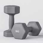 SPORTNOW Set of 2 9kg Hexagonal Dumbbells in Metal and Plastic with Non-Slip Grip, 25x11x11cm, Gray