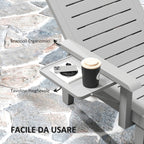 Set of 2 Adjustable Garden Deck Chairs with Table and Armrests, in Polypropylene, 79x158x88 cm, Light Grey