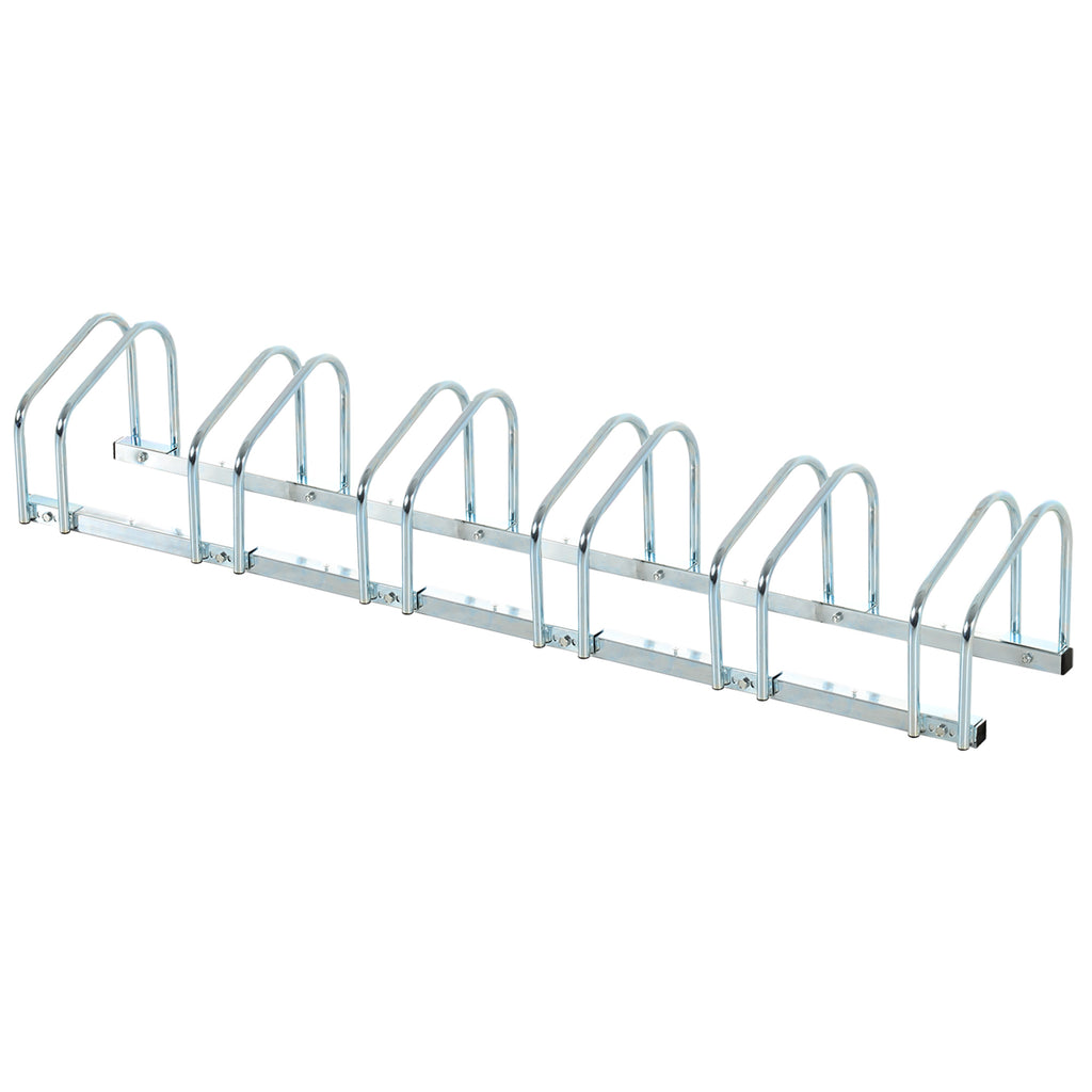 Steel Bike Rack Parking Stand for 6 Bikes, 179x33x27 cm, Silver