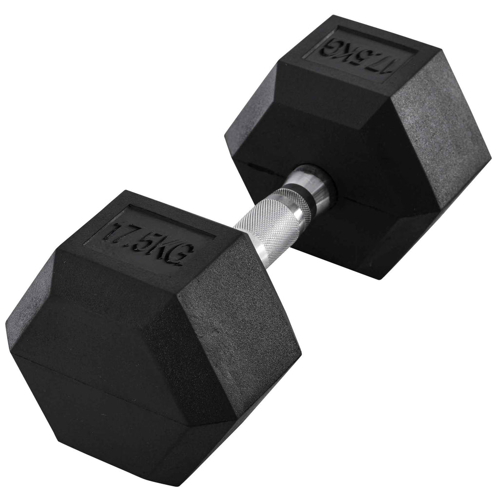 HOMCOM 17.5kg Non-Slip Grip Metal Dumbbell for Fitness Training, Black