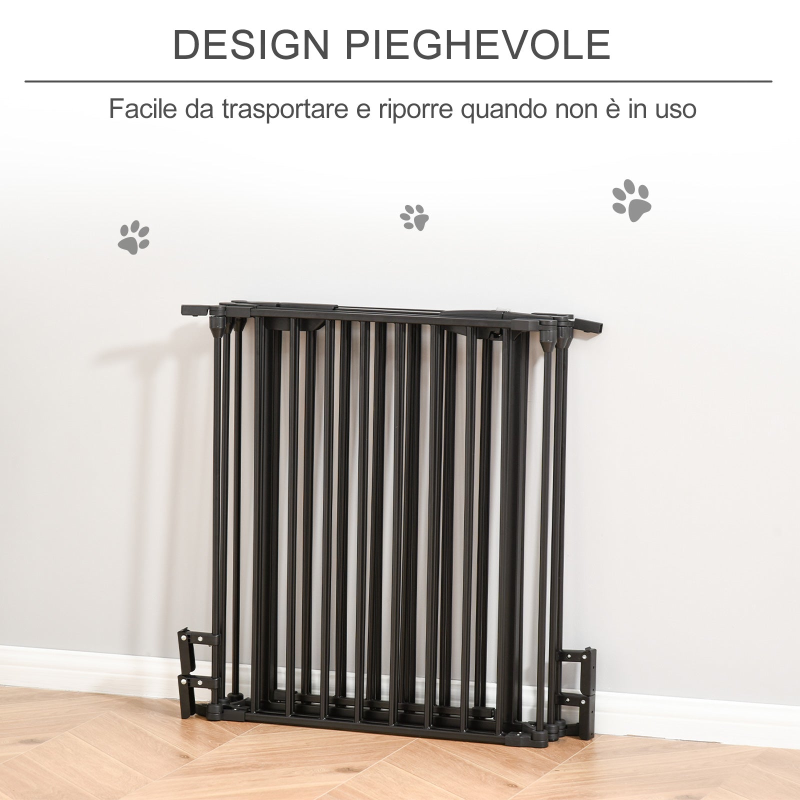 PAWHUT DOG CANCELLY Small and medium folding size with 5 panels, metal and plastic, 300x3x74.5 cm, black - Borgè