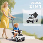 AIYAPLAY Ride-On Car for Children 1-3 Years Old Convertible into Stroller with Mercedes License, 91x40x83 cm, White