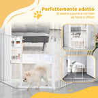 Self-Closing Dog Gate with Locking System, Metal and Plastic, 180x74.5 cm, White
