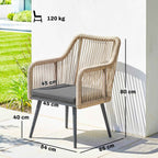 Outsunny Set of 2 Garden Chairs with Cushions and Armrests, in Steel and PE Rattan, 54x65x80 cm, Dark Grey