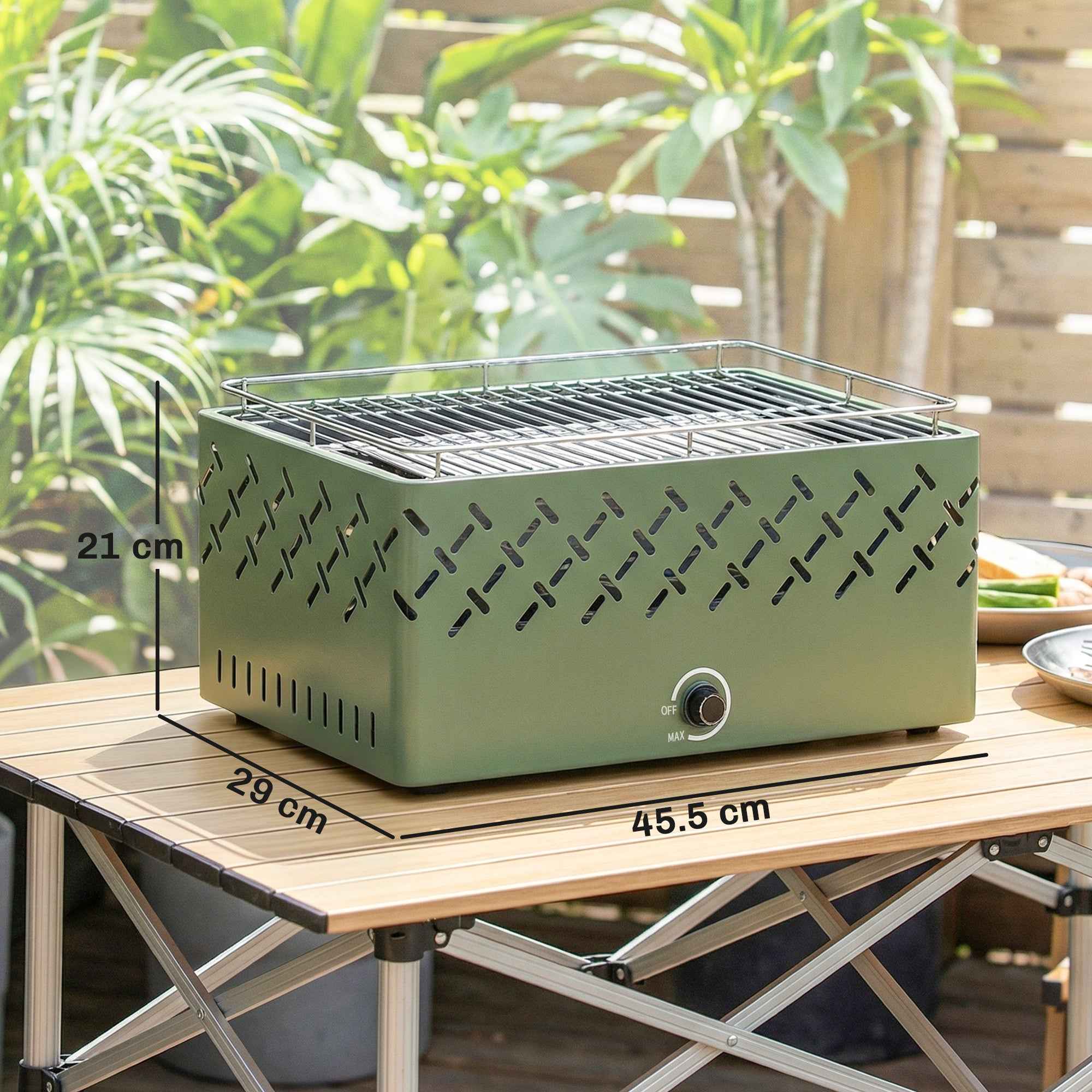 Outsunny Portable Charcoal Barbecue with Built-in Fan for Outdoor Use, Light Green