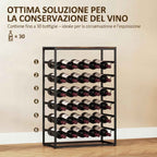 30-Bottle Floor-Standing Wine Rack with 6 Shelves, Industrial Style, Rustic Brown