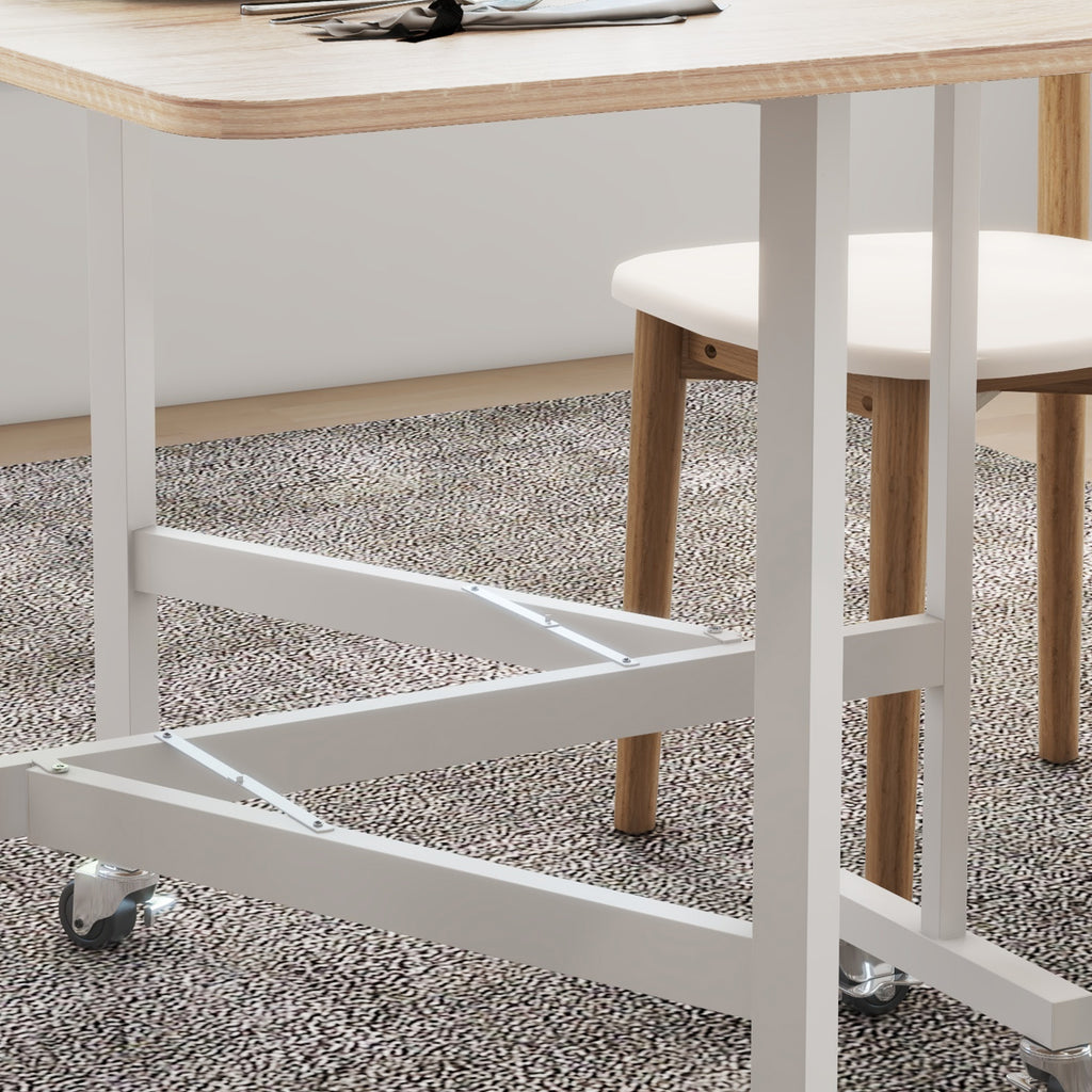 HOMCOM Modern Folding Table with 2 Leafs with Casters in MDF and Steel, 120x80x73cm, Brown - Borgè