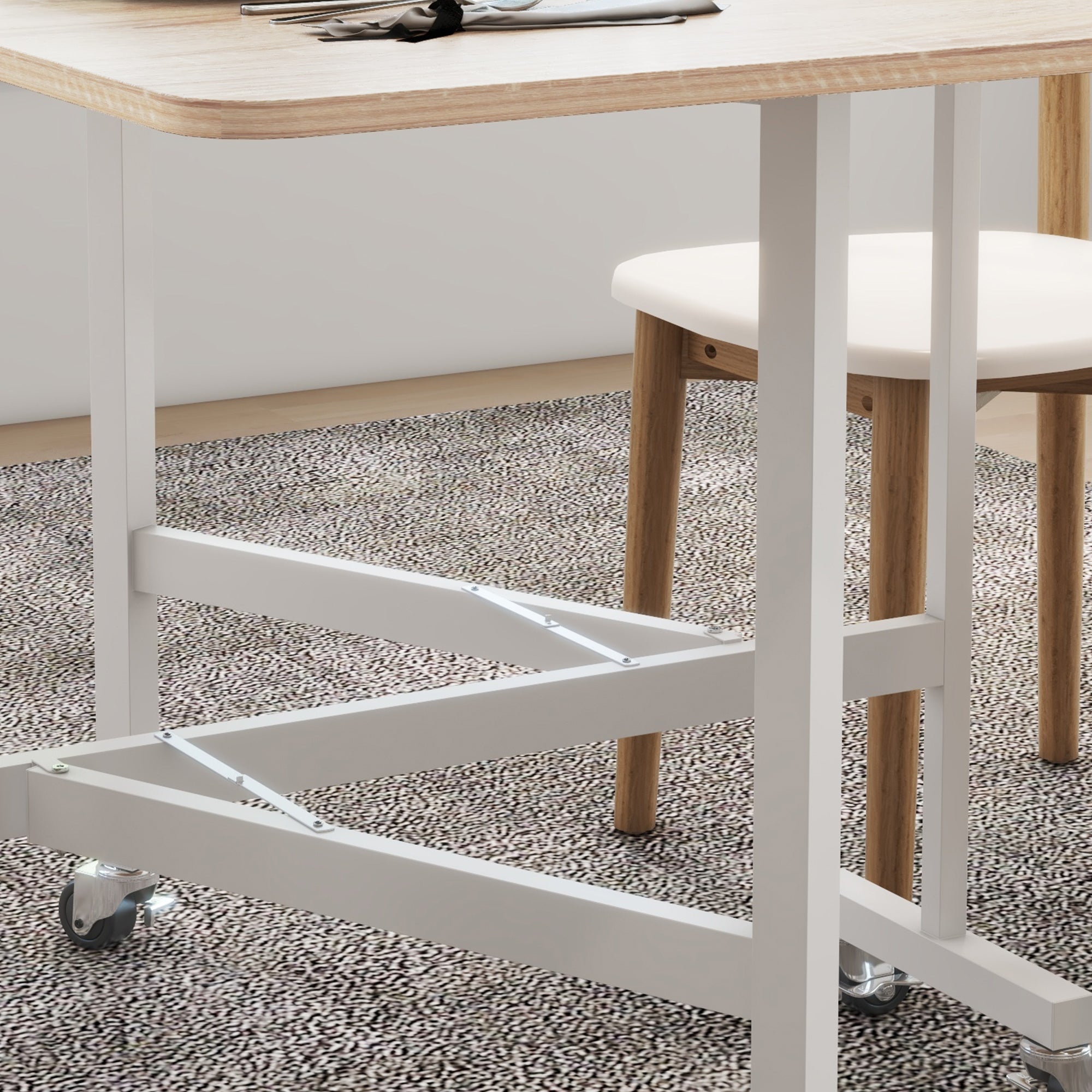 HOMCOM Modern Folding Table with 2 Leafs with Casters in MDF and Steel, 120x80x73cm, Brown - Borgè