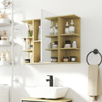 Bathroom Mirror with 2-Tier Cabinet and 6 Open Compartments, 80x20x59 cm, Wood