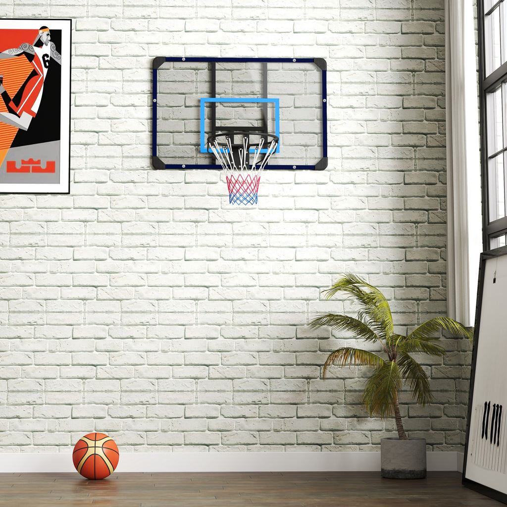 SPORTNOW Wall Basketball Hoop with Unbreakable Backboard and Steel Rim, 113x61x73 cm