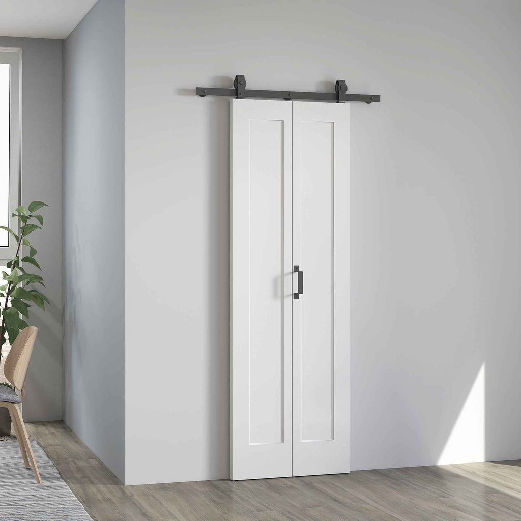 HOMCOM Sliding Folding Bifold Door with Paintable Surface, 70x210 cm, White