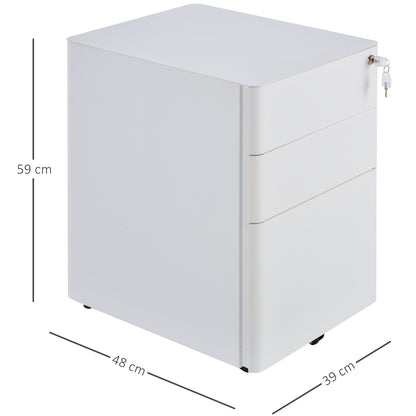 Office drawer winner 3 steel drawers with lock and wheels, 39x48x59cm, white - Borgè