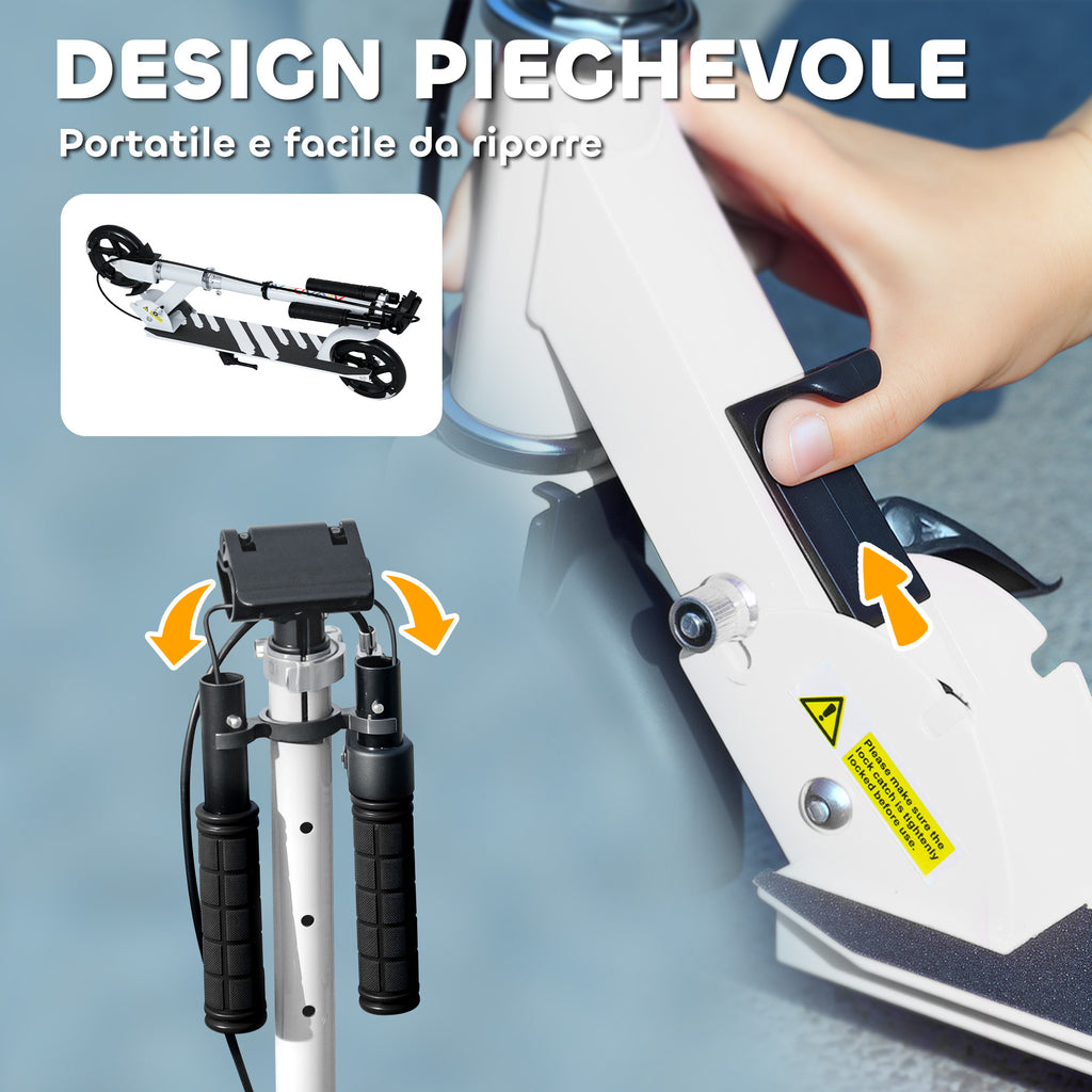 AIYAPLAY Scooter for Kids Ages 3-8 with Light-Up Wheels, Adjustable Handle and Rear Brake, White