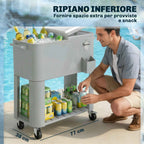 Outsunny Portable Fridge 76 L with Wheels and Bottle Opener, 92 x 39 x 81 cm, Silver