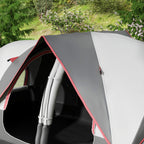 6 Person Camping Tent with 2 Separate Rooms, Polyester and Fiberglass, 450x215x180 cm, Grey