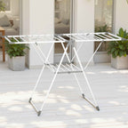 HOMCOM 2-Tier Clothes Airer, Adjustable to 4 Heights, Metal and Plastic, 156.5 x 61.5 x 97 cm, White