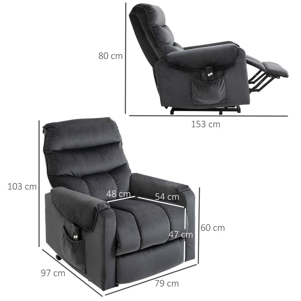 Reclining Relax Chair, 135 ° Massage and Lift with Remote Control, 79x97x103cm, Grey - Borgè