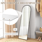 Modern Floor and Wall Mirror in Aluminum Alloy with Folding Stand, 50x161.5cm, Black - Borgè