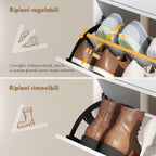 HOMCOM Space-Saving Slim Shoe Rack with Flap Doors, Entryway Shoe Cabinet with Adjustable Shelves, Holds 12 Pairs, White
